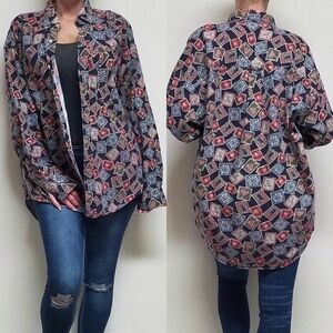 VINTAGE 90s Chaps Ralph Lauren Snow Beanie Snowflake Mitten Christmas Shirt